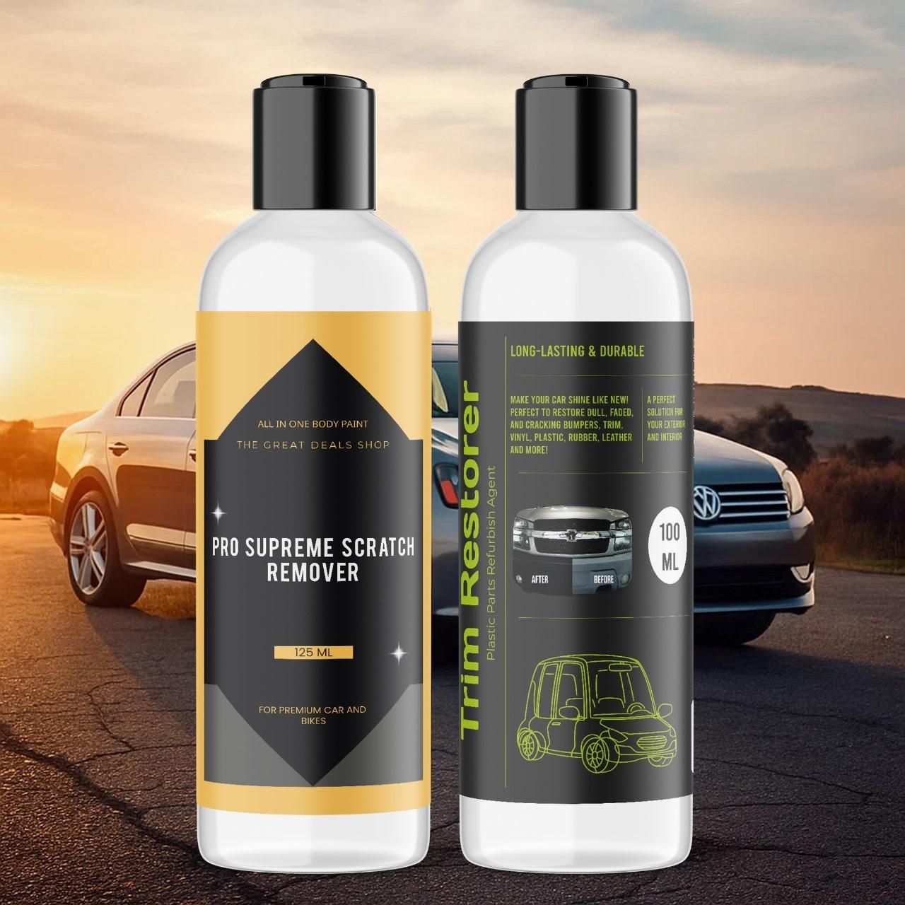Pro Supreme Scratch Remover 125 ml and Trim Restorer 100 ml each Pack of 2