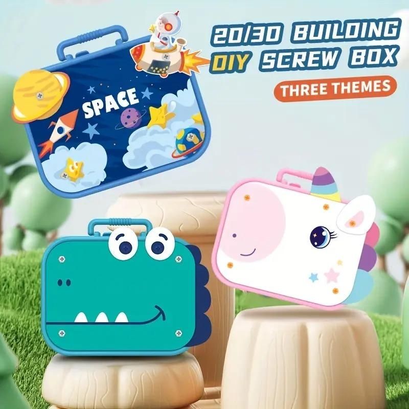 STEM Puzzle Assembly Kit for Kids – 210 PCS DIY Creative Construction Toy Set with Screwdriver, Wrench & Storage Box | Building Engineering Set for Boys & Girls Ages 3–8 (Space Theme)