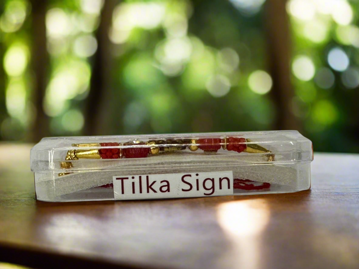 Tilka Sign Designer Rakhi for Brother | Traditional Red Beads & Stone Rakhi | Premium Rakhi with Golden Elements | Handmade Rakhi Thread for Raksha Bandhan