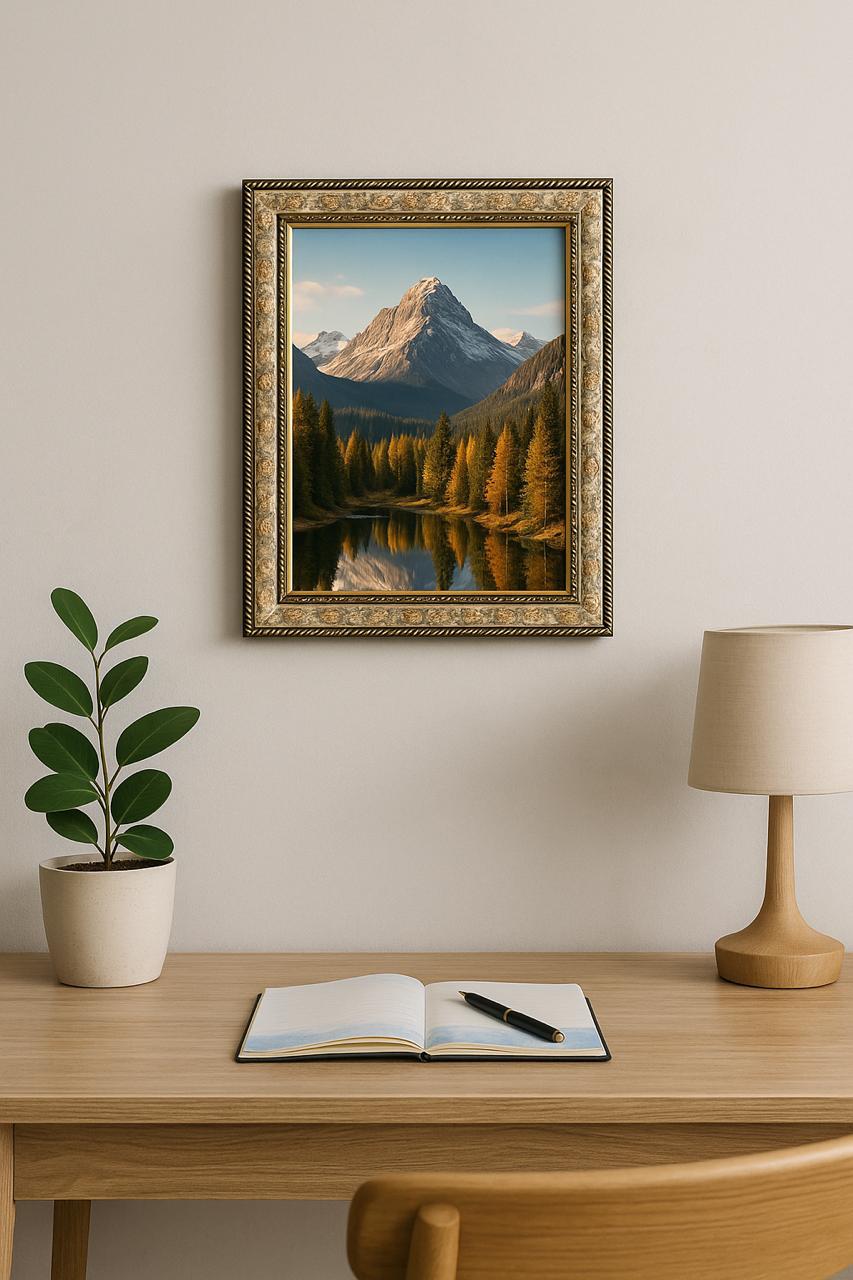 Premium Decorative Wooden Photo Frame – Floral Border with Gold Detailing – 12x18 Inch (Tilka Sign)