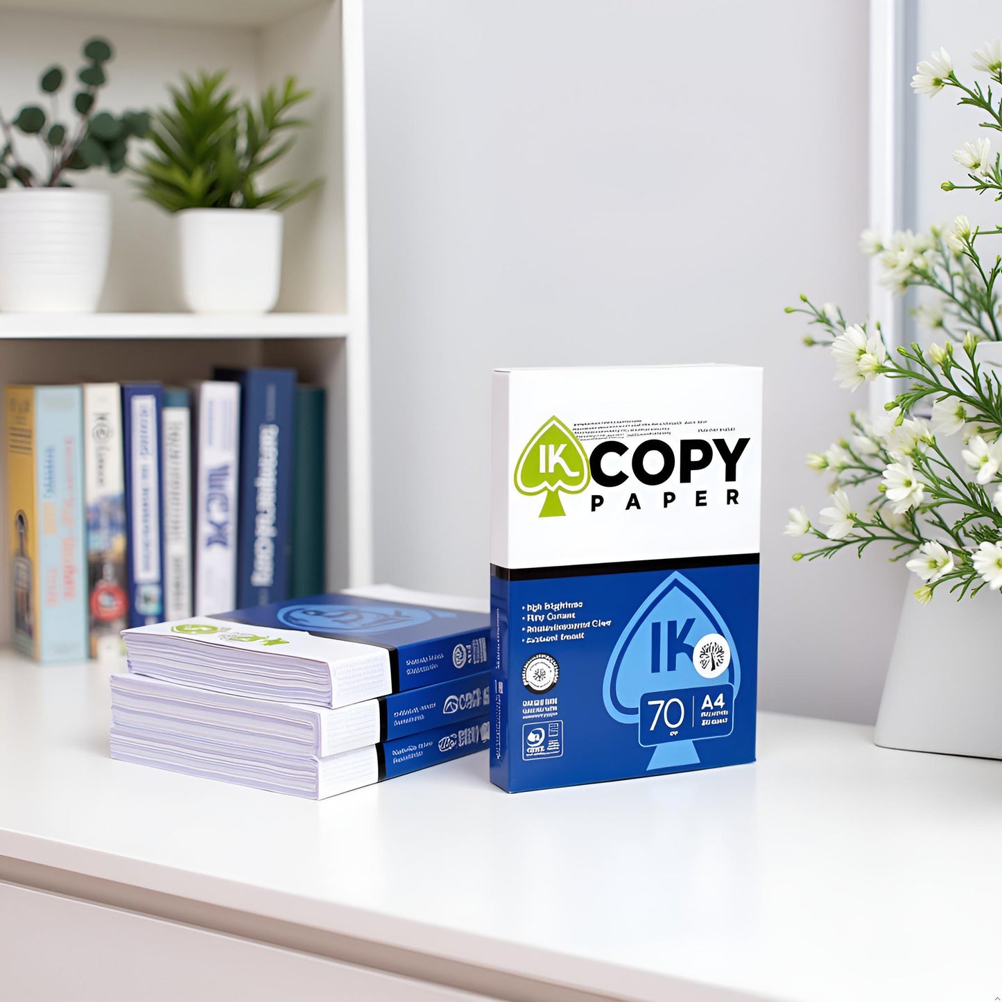 IK Copy Paper 70 GSM A4 Size-500 Sheets | Off-White | High Brightness & TruTone Technology