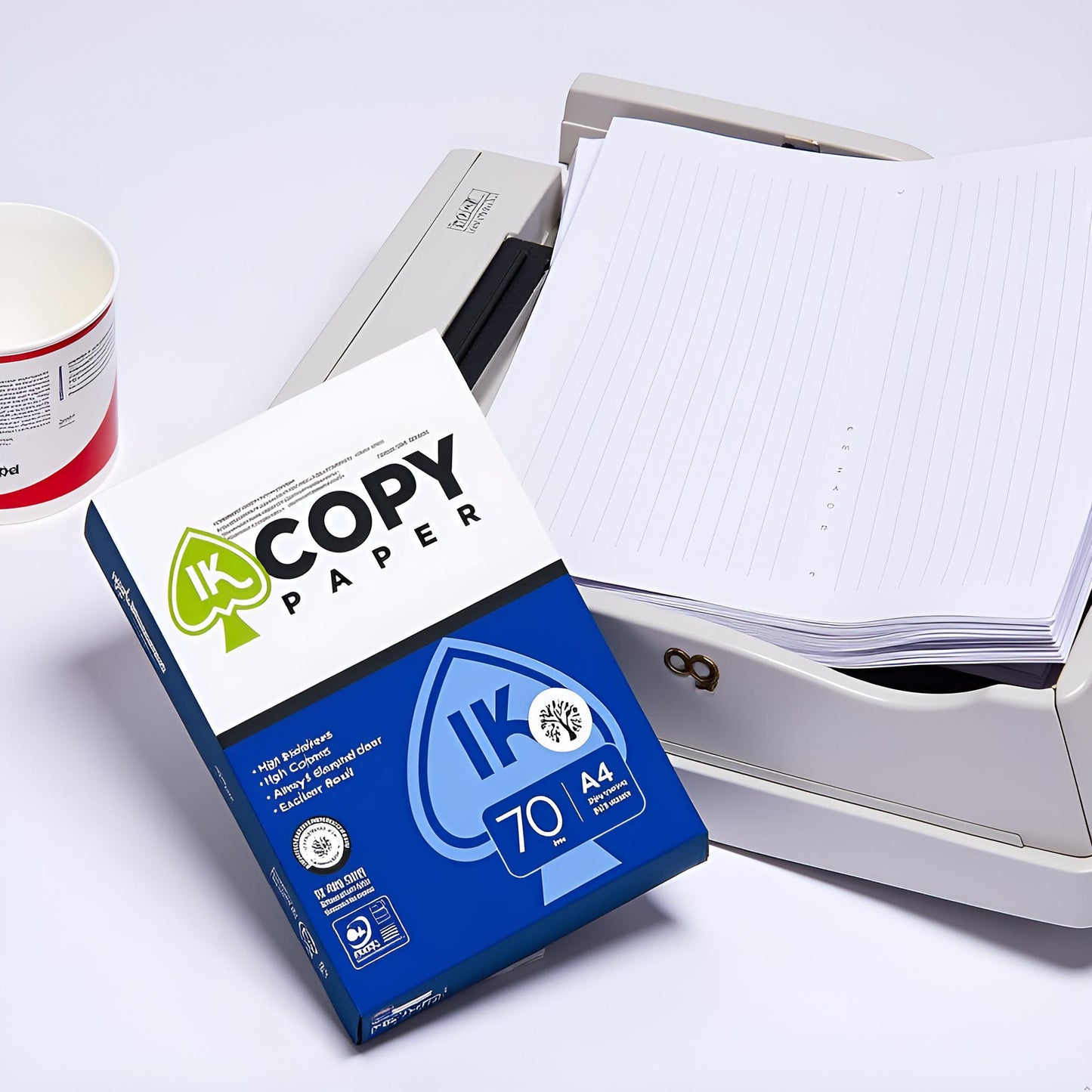 IK Copy Paper 70 GSM A4 Size-500 Sheets | Off-White | High Brightness & TruTone Technology