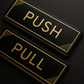 Push Pull Door Signage Set – Gold & Black Acrylic Plates (17 x 5 cm) | Self-Adhesive