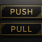Push Pull Door Signage Set – Gold & Black Acrylic Plates (17 x 5 cm) | Self-Adhesive