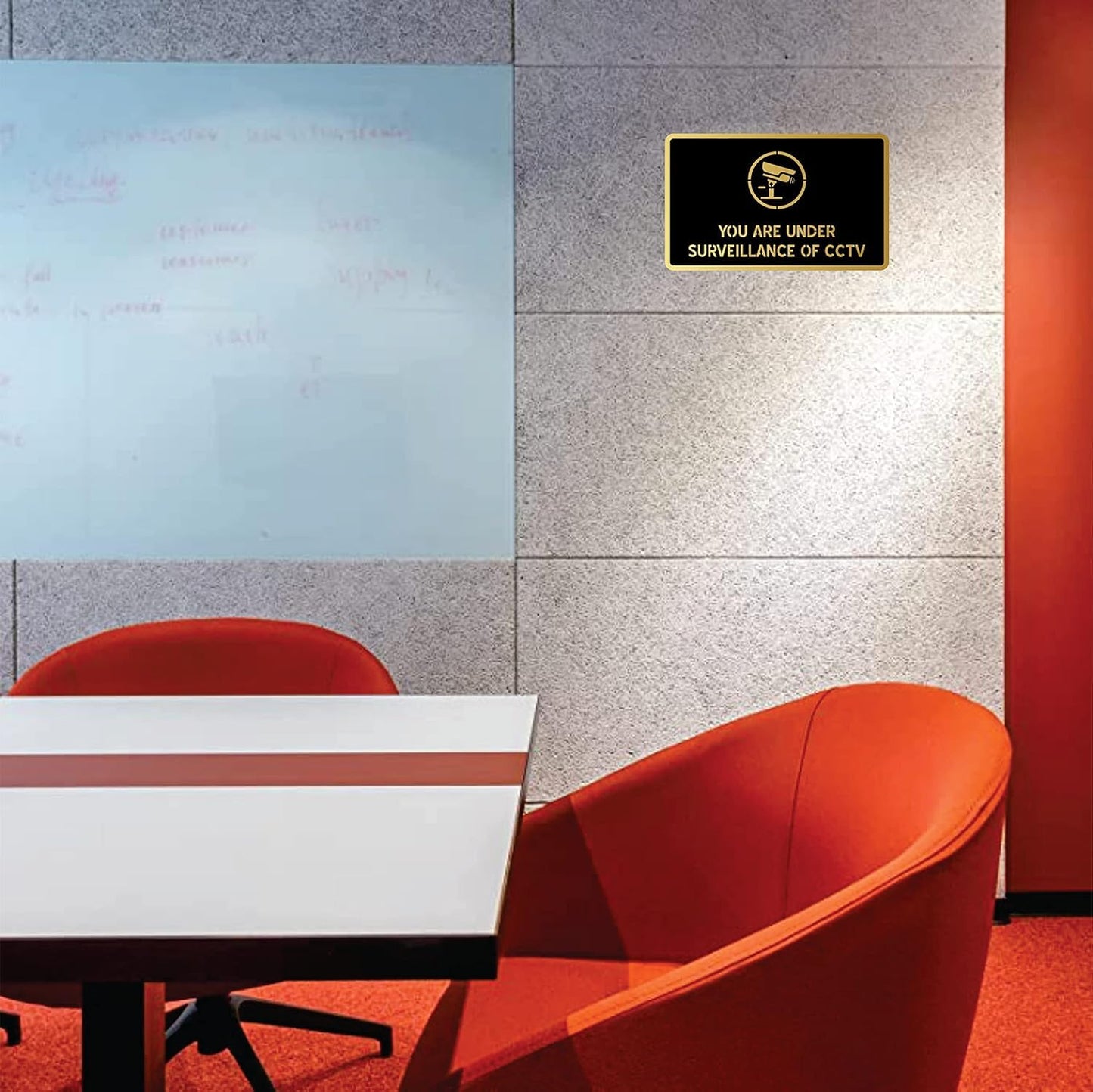 CCTV Acrylic Board Black Gold | Self Adhesive Security Sign Sticker 9x5.5 Inch for Mall, Business, Shop, Cafe, Office, School, Hotel & Corporate Area