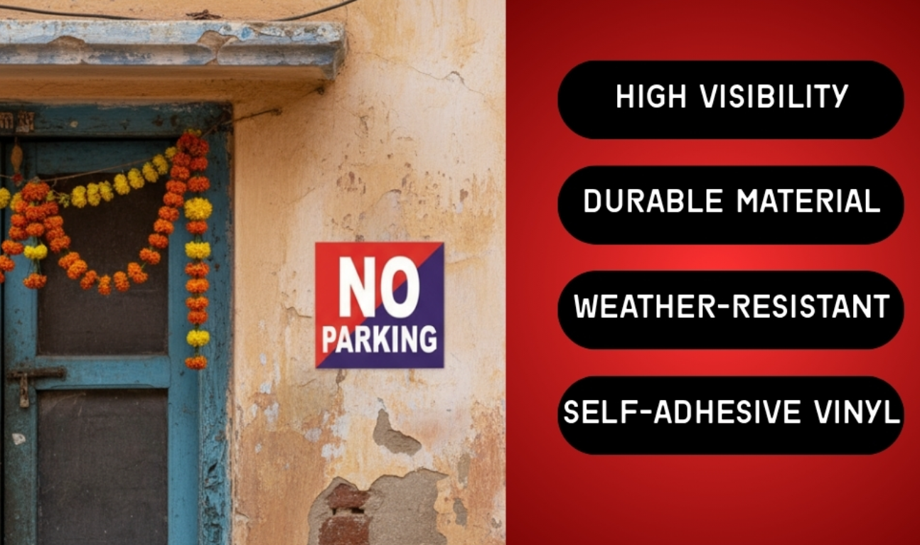 Office supplies sunboard NO Parking Office and Hotel Sign, Sunboard sticker signage (20x20 Cm) Multi (Pack-2)