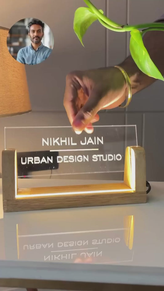 Custom LED Name Plate with Wooden Base