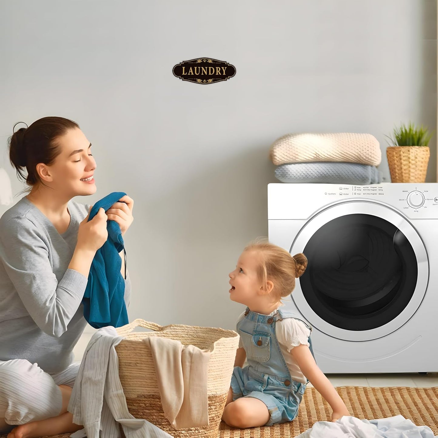 3PCS Bathroom/Laundry Room/Pantry Door Signs Sticker, Self-Adhesive Weatherproof and Fade-Resistant Vinyl Bathroom Door Decal Decor for Home, House, Business, Office, Apartment（9" x 3.5"）