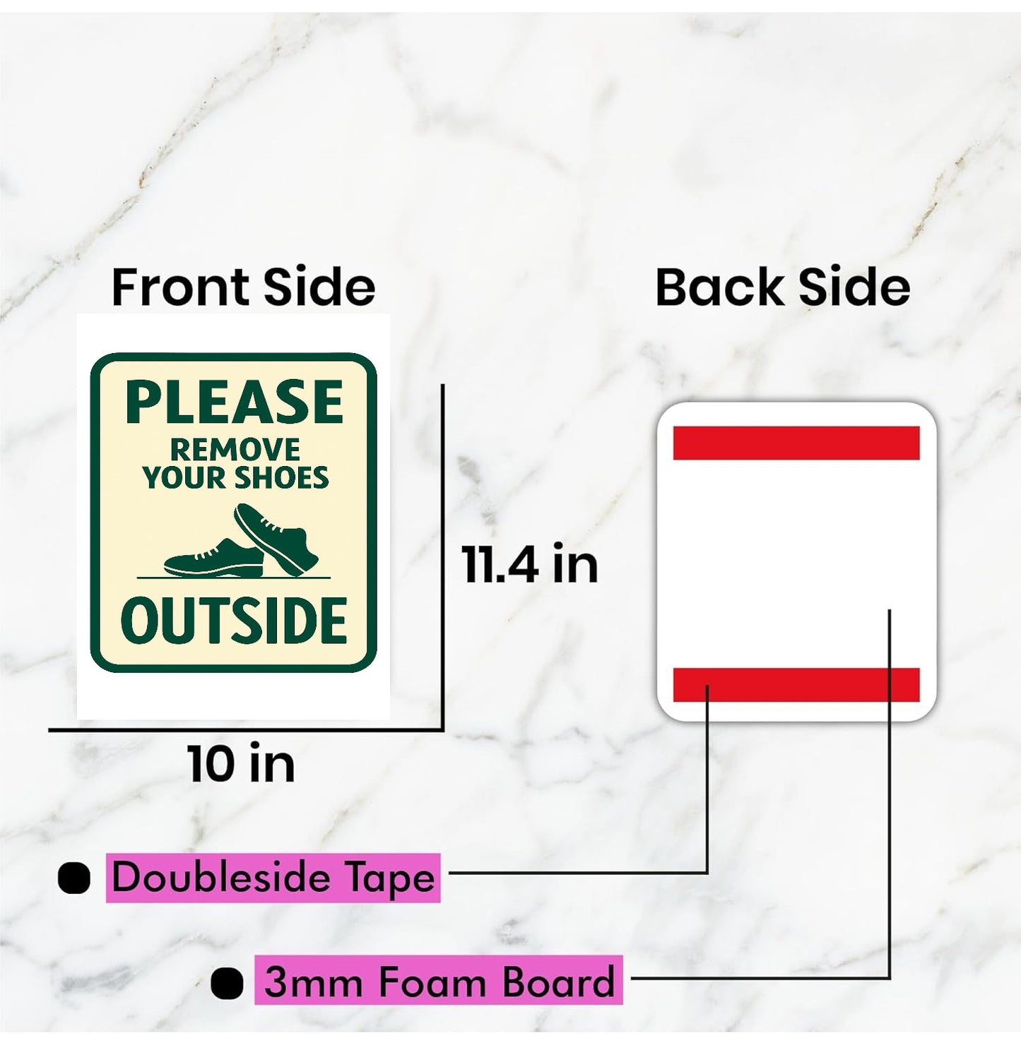 Please Remove Your Shoes Outside Sign, Green and Cream, Vinyl and 3mm Form Board, Home Entrance Decor Size 10x11.5 Inch (1 Pack)